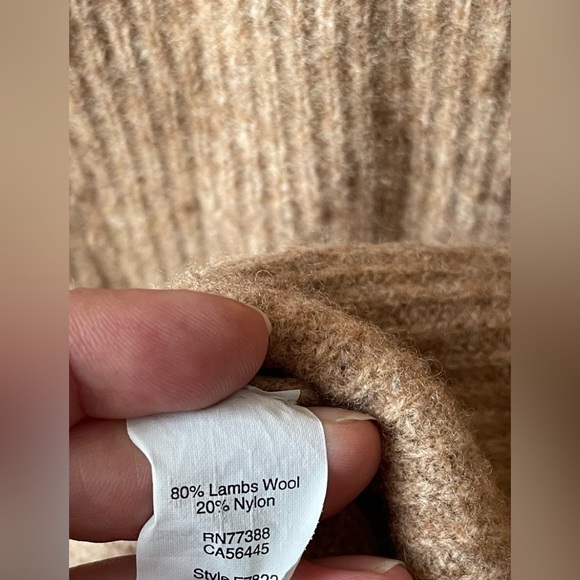 J Crew Factory cardigan sweater womens tan brown lambswool blend small - Picture 5 of 10